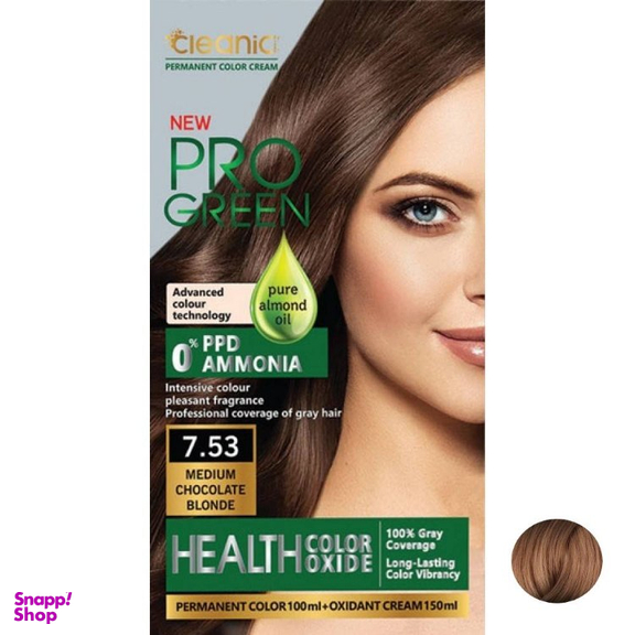 کیت رنگ مو کلینیک کیندی مدل Pro Green شماره 7.53 رنگ بلوند شکلاتی متوسط