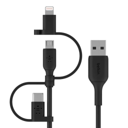 کابل تبدیل USB به Type-C و Lightning و MicroUSB بلکین مدل CAC001bt1MBK طول 1 متر