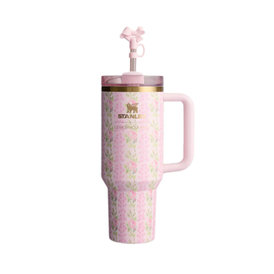 تراول ماگ استنلی مدل tumbler طرح گل جعبه کادویی ظرفیت 1180 میلی لیتر