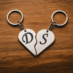 جاکلیدی گیلواره زراوشان مدل قلب دو تکه حرف D S