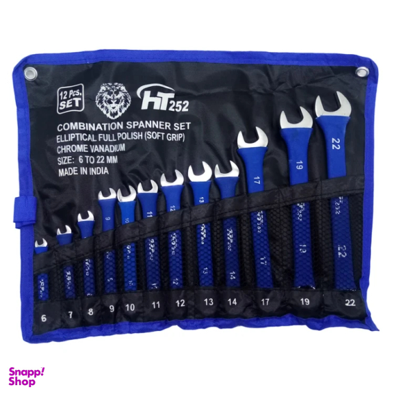 آچار یکسر تخت یکسر رینگی اچ تی 252 مدل HT252A مجموعه 12 عددی