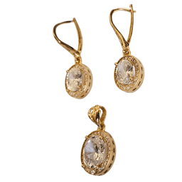 نیم ست طلا 18 عیار زنانه مدل دوشس طرح جواهر برلیان کد 127