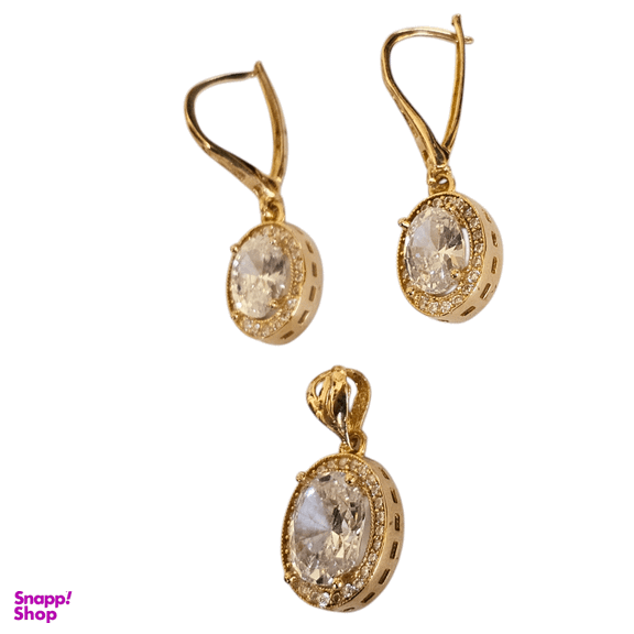 نیم ست طلا 18 عیار زنانه مدل دوشس طرح جواهر برلیان کد 127