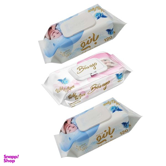 دستمال مرطوب کودک بانیو مدل 120 مجموعه 3 عددی