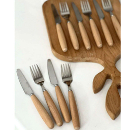 ست کارد و چنگال میوه خوری 12 پارچه مدل دسته چوبی