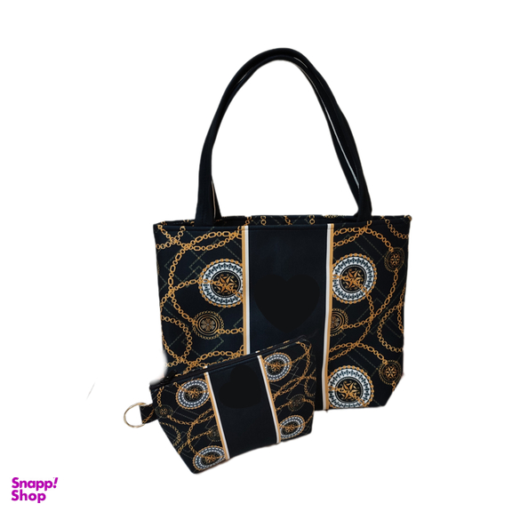 کیف زنانه بهمراه کیف آرایشی طرح زنجیری کد 23 مجموعه 2 عددی