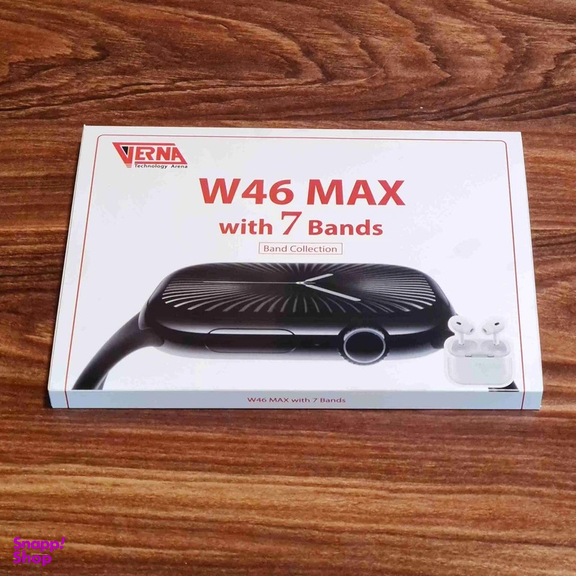 ساعت هوشمند ورنا مدل W46 max مجموعه ۷ بندی به همراه هندزفری بی سیم Airpod pro