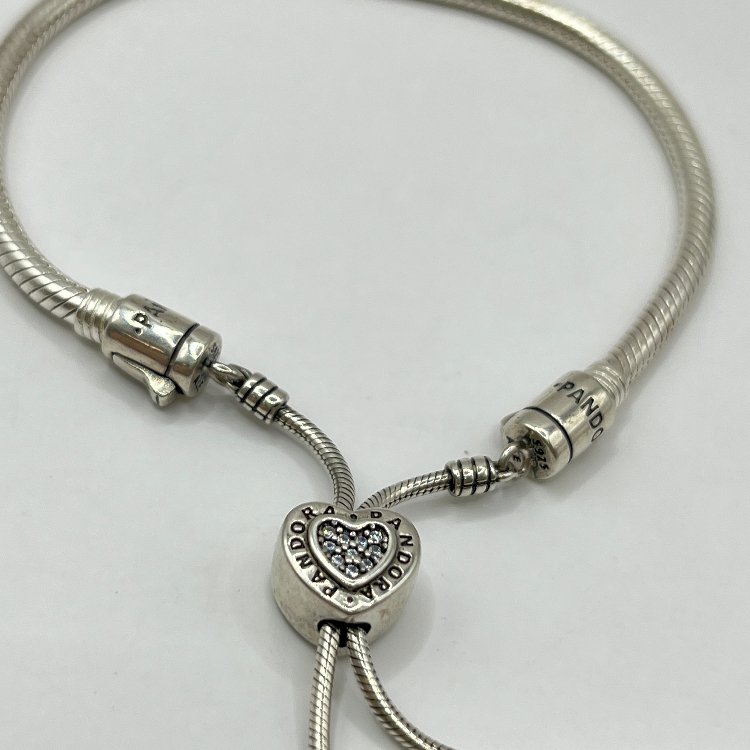 دستبند نقره زنانه پاندورا مدل Heart Slider کد 5921