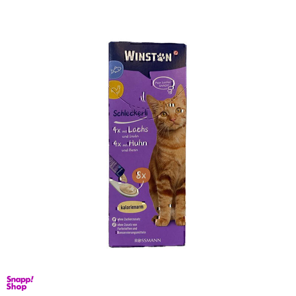 بستنی گربه وینستون مدل Chicken & Fish بسته 8 عددی