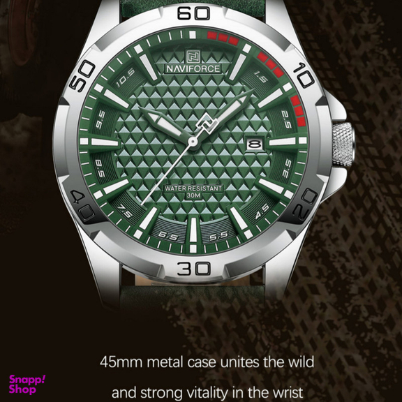 ساعت مچی عقربه ای مردانه نیوی فورس مدل تقویم دار بند جیر کد NF8023-S/GN