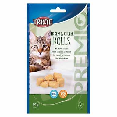 تشویقی گربه تریکسی مدل رولی با طعم مرغ و پنیر وزن 50 گرم