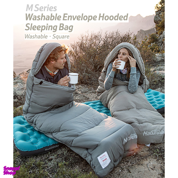 کيسه خواب 18- درجه نیچرهایک مدل Envelope W Hat Washable Cotton Sleeping Bag M400 کد MSD02