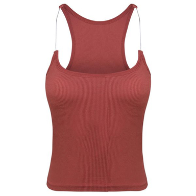 کراپ تاپ زنانه ماییلدا مدل بند سیلیکونی پددار کد 4980 رنگ آجری