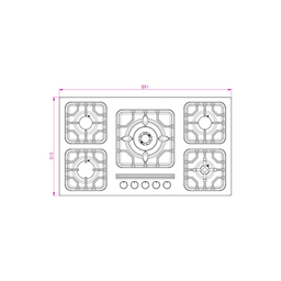 اجاق گاز صفحه ای پنج شعله کن مدل 523M