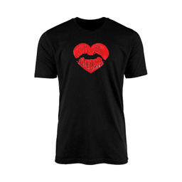 تیشرت آستین کوتاه زنانه مدل TZ4 طرح قلب قرمز رنگ مشکی