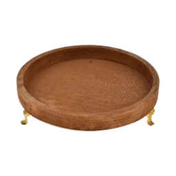 سینی چوبی مدل پایه دار طرح گرد مجموعه 5 عددی