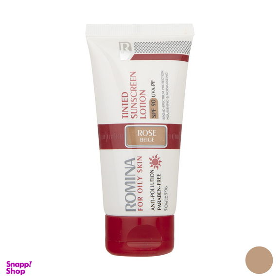 لوسیون ضد آفتاب رومینا مدل Rose Beige-90 حجم 50 میلی لیتر