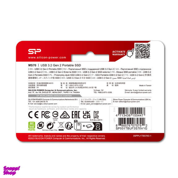 اس اس دی اکسترنال سیلیکون پاور مدل MS70 ظرفیت یک ترابایت به همراه تبدیل USB به Type-C