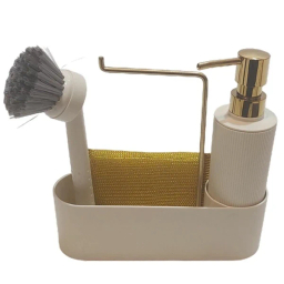 ست مخزن مایع دستشویی و فرچه لیمون کد RM2124 به همراه استند و اسکاج
