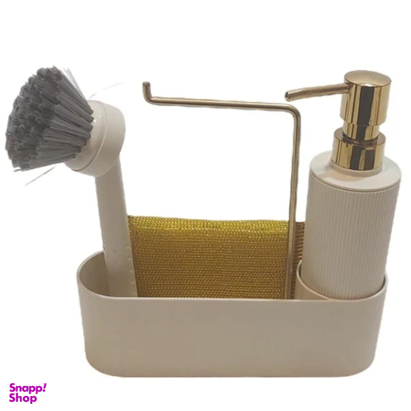 ست مخزن مایع دستشویی و فرچه لیمون کد RM2124 به همراه استند و اسکاج