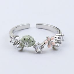 انگشتر دخترانه طرح گل و صدف کد 407044054 رنگ نقره ای