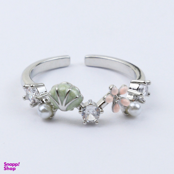 انگشتر دخترانه طرح گل و صدف کد 407044054 رنگ نقره ای