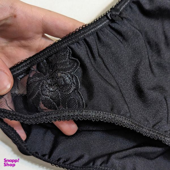 شورت زنانه لین مدل اسلیپ گیپور گلدار 4681-560 رنگ مشکی