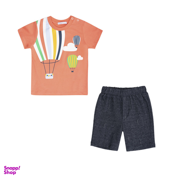 ست تیشرت و شلوارک پسرانه فیورلا مدل بالن رنگین کمان کد 25038