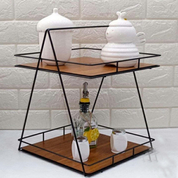 استند پذیرایی مدل دو طبقه کف چوبی