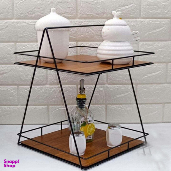 استند پذیرایی مدل دو طبقه کف چوبی