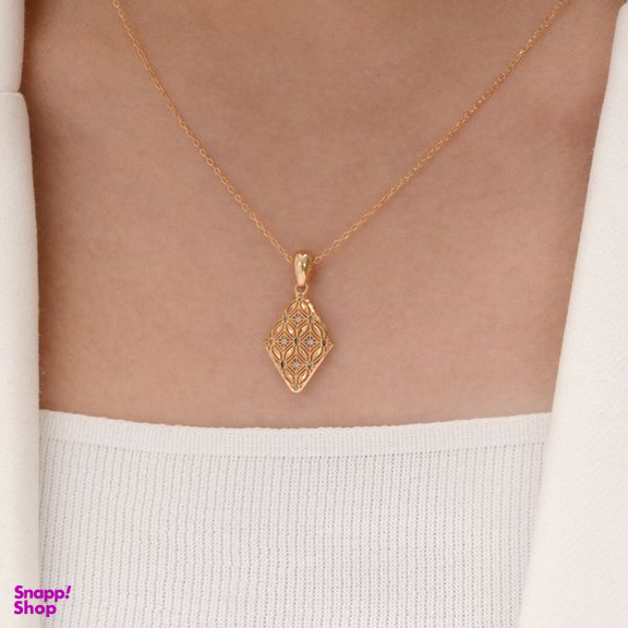 آویز گردنبند طلا 18 عیار زنانه طلای مستجابی مدل لوزی آوا کد 07