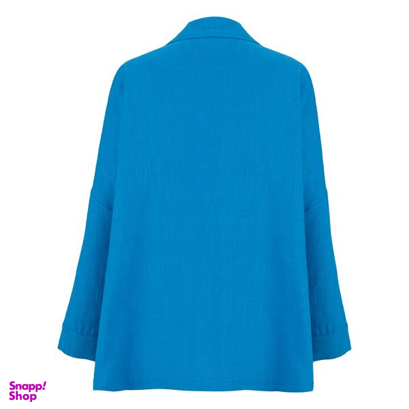 مانتو زنانه سرژه مدل 216597 یقه انگلیسی رنگ آبی