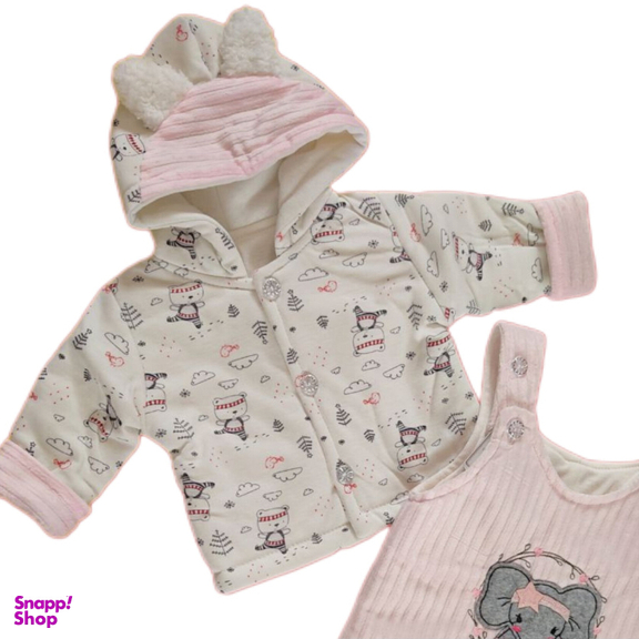 کاپشن نوزاد طرح فیل کد 222 رنگ صورتی