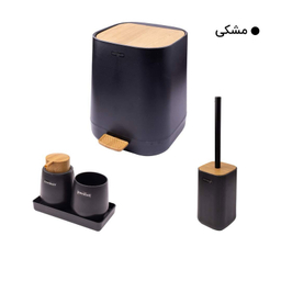 ست سرویس بهداشتی 5 پارچه کنتراست مدل میامی طرح چوب کد RM9910