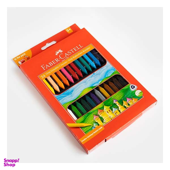 پاستل روغنی 24 رنگ فابر کستل مدل 122924 Grip همراه تراش و پاک كن