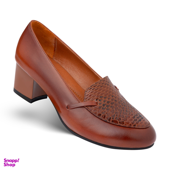 کفش پاشنه دار زنانه چرم یلسان مدل کلارا کد MRV-601 رنگ عسلی