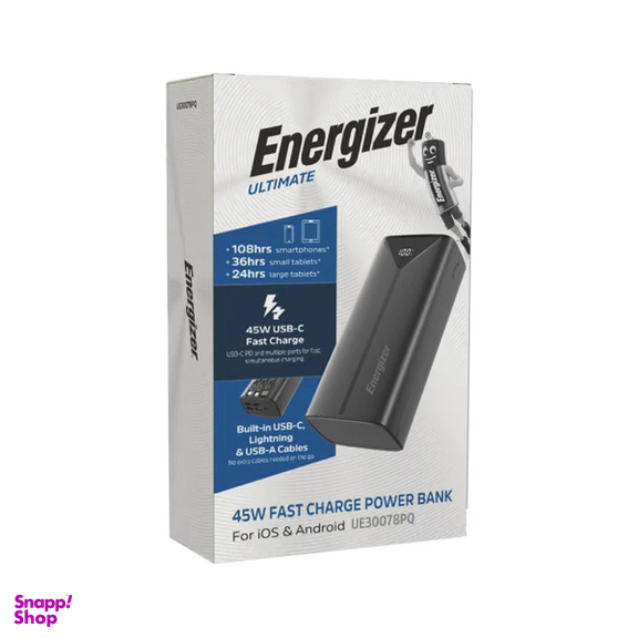 پاوربانک 45 وات انرجایزر مدل UE30078PQ ظرفیت 30000 میلی آمپر ساعت