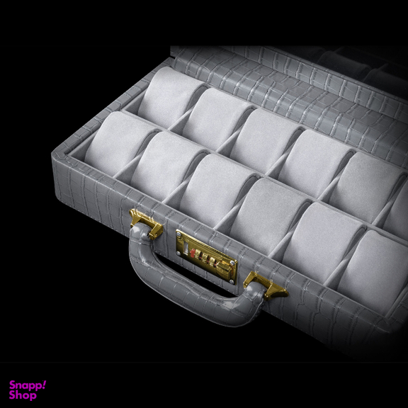 جعبه ساعت 12 خانه چرم طرح کروکودیلی کد TW-2483