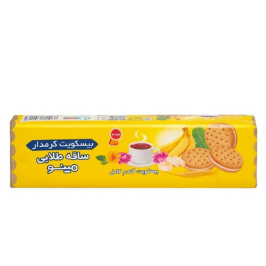 بیسکویت کرمدار ساقه طلایی موزی مینو وزن 192 گرم بسته 15 عددی