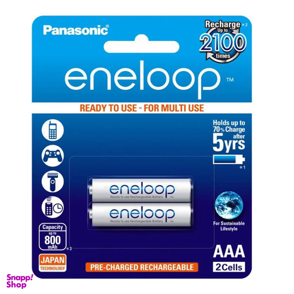 باتری نیم قلمی قابل شارژ پاناسونیک مدل Eneloop ظرفیت 800 میلی آمپر ساعت بسته‌ 2 عددی