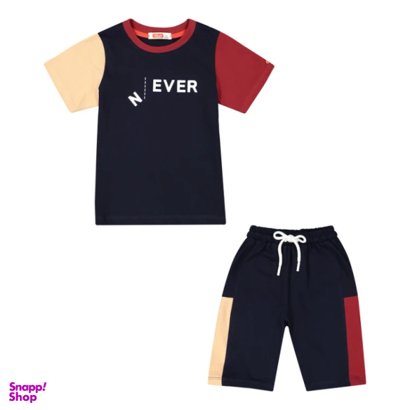 ست تیشرت و شلوارک پسرانه مادر مدل دایان کد AM-MA48K رنگ سرمه ای