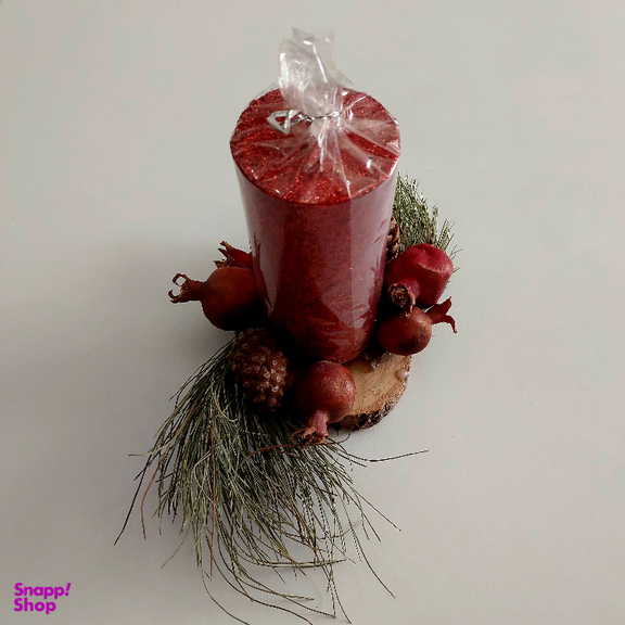 شمع کلاسیک مدل پایه درختی و میوه انار و کاج