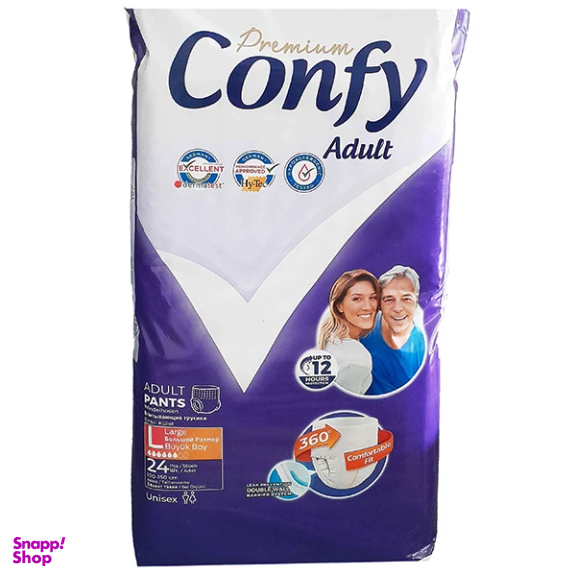 پوشک شورتی بزرگسال کانفی مدل پریمیوم سایز بزرگ بسته ۲۴ عددی