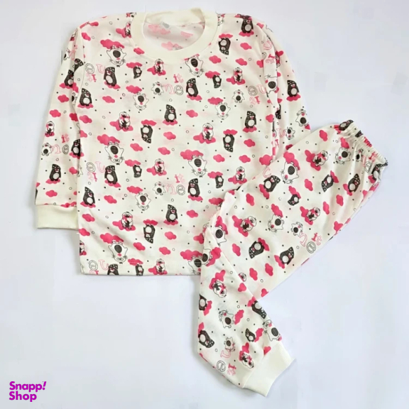ست تیشرت آستین بلند و شلوار نوزادی مدل پنگوئن کد 4146 رنگ سفید