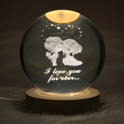 چراغ خواب طرح گوی کریستال مدل عاشقانه