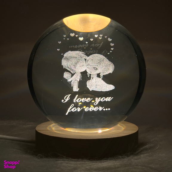 چراغ خواب طرح گوی کریستال مدل عاشقانه