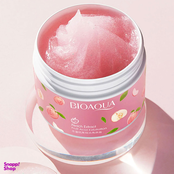 اسکراب و لایه بردار صورت و بدن بایوآکوا مدل Peach Extract وزن 140 گرم