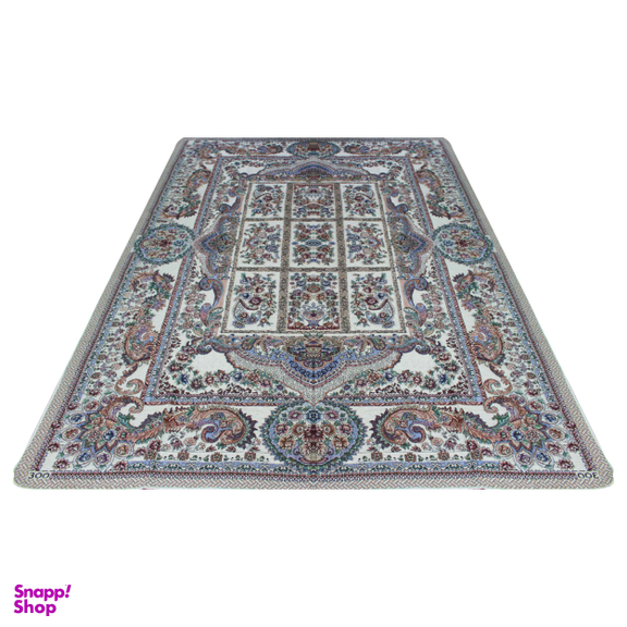 روفرشی مخمل طرح خشتی زمینه کرم