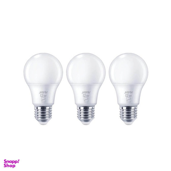 لامپ LED حبابی 12 وات بورسر مدل A65 پایه E27 بسته 3 عددی