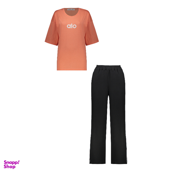 ست تیشرت و شلوار زنانه لوینت مدل alo کد 6404 رنگ گلبهی